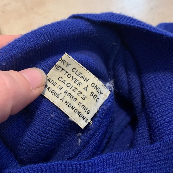 Vintage Royal Blue 100% Virgin Wool Turtleneck Sweater Woolmark Company Size S - Picture 3 of 6